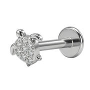 Titanium Decorative Labret - Turtle with Cubic Zirconia