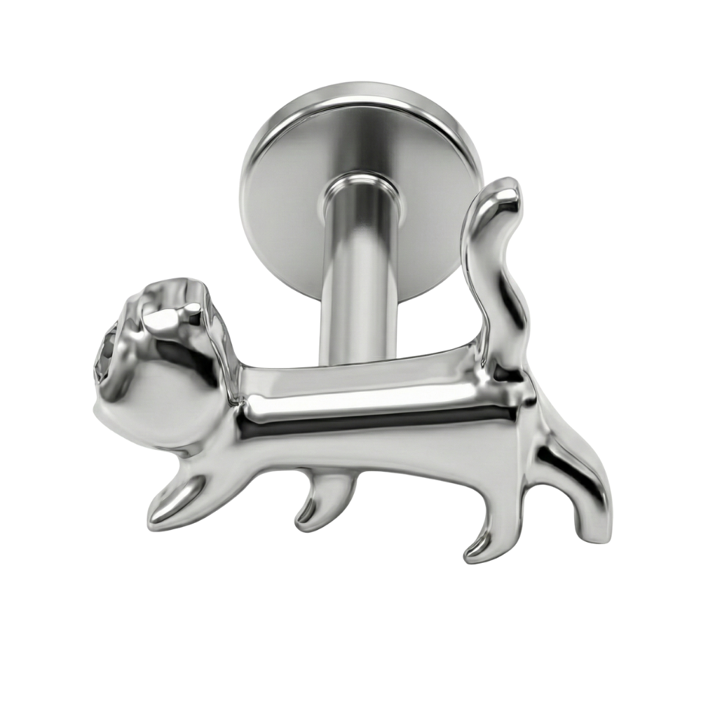 Labret decorativo de titanio - Gato