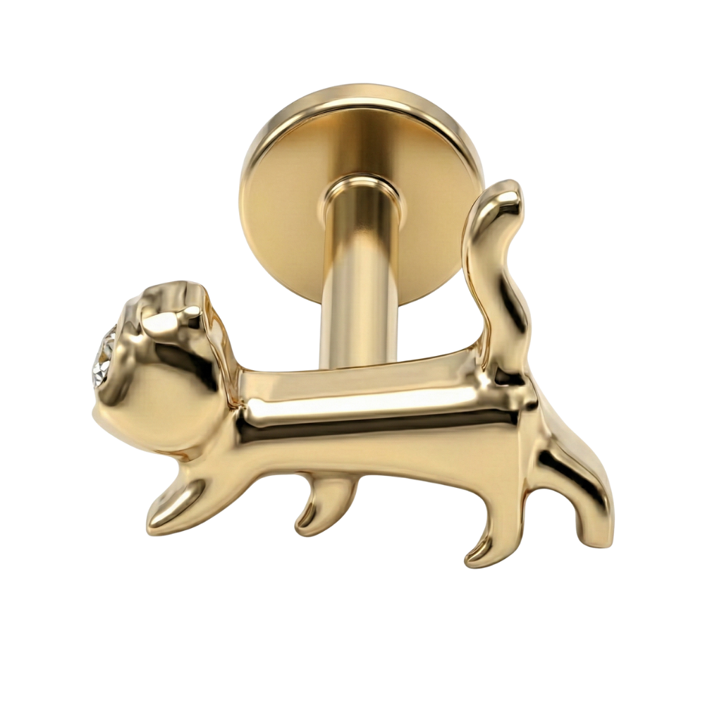 Labret decorativo de titanio - Gato