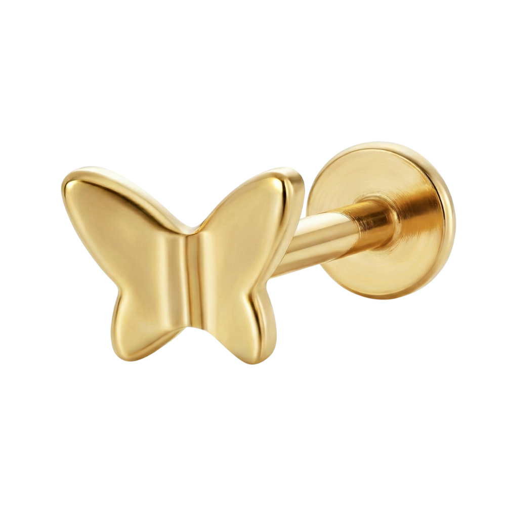 Labret decorativo de titanio - Mariposa