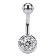 Anello per ombelico in acciaio - Sfera e zirconi