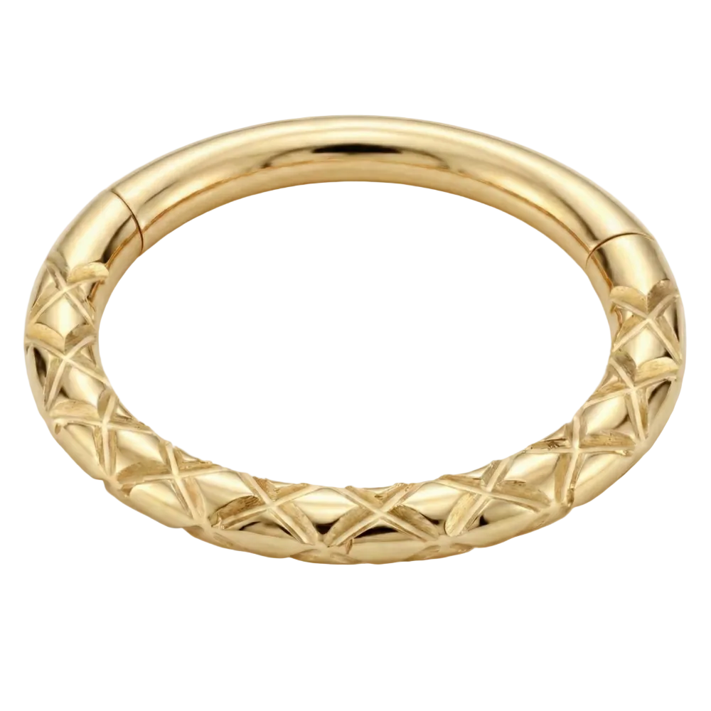 Tytanowy Clicker Segmentowy Teksturowana Obręcz - Kółko - Piercing Planet