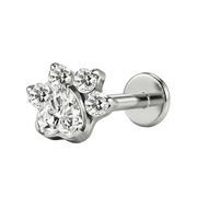 Labret decorativo de titanio - Pata con circonita cúbica