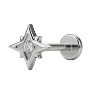 Labret decorativo de titanio - Estrella con circonita cúbica