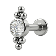 Titanium Decorative Labret - Cubic Zirconia With Six Balls