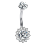 Bauchnabelpiercing aus Titan – Zirkonia-Blume