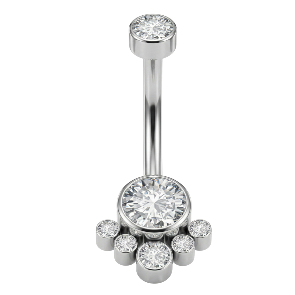 Titanium Navel Ring - Zircons