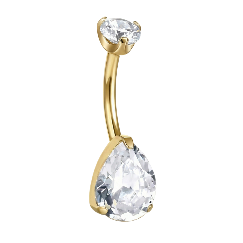 Titanium Belly Button Ring - Two Cubic Zirconias