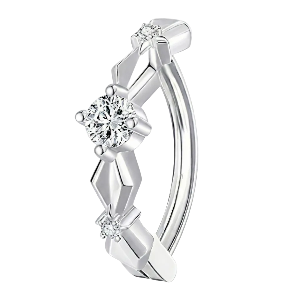 Piercing para ombligo de titanio - Rombo con circonita cúbica