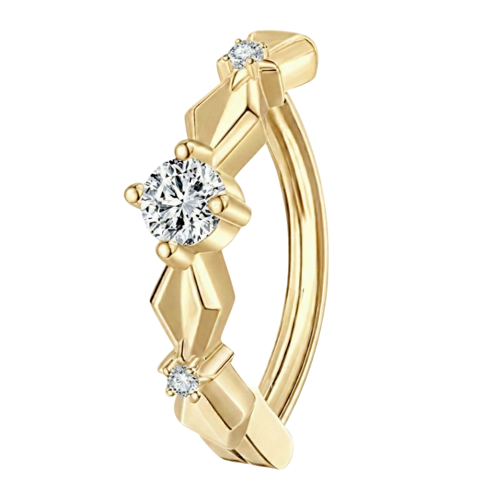 Piercing para ombligo de titanio - Rombo con circonita cúbica