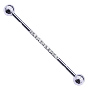 Titanium Decorative Barbell - Balls with Cubic Zirconias