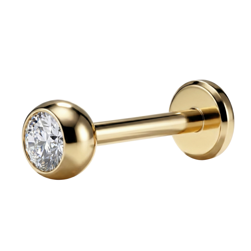 Titanium Decorative Labret with External Thread - Cubic Zirconia