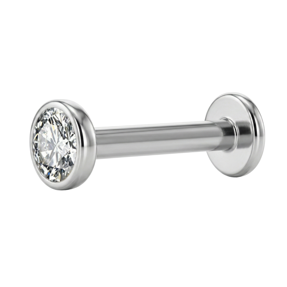 Titanium Decorative Labret - Flat Cubic Zirconia