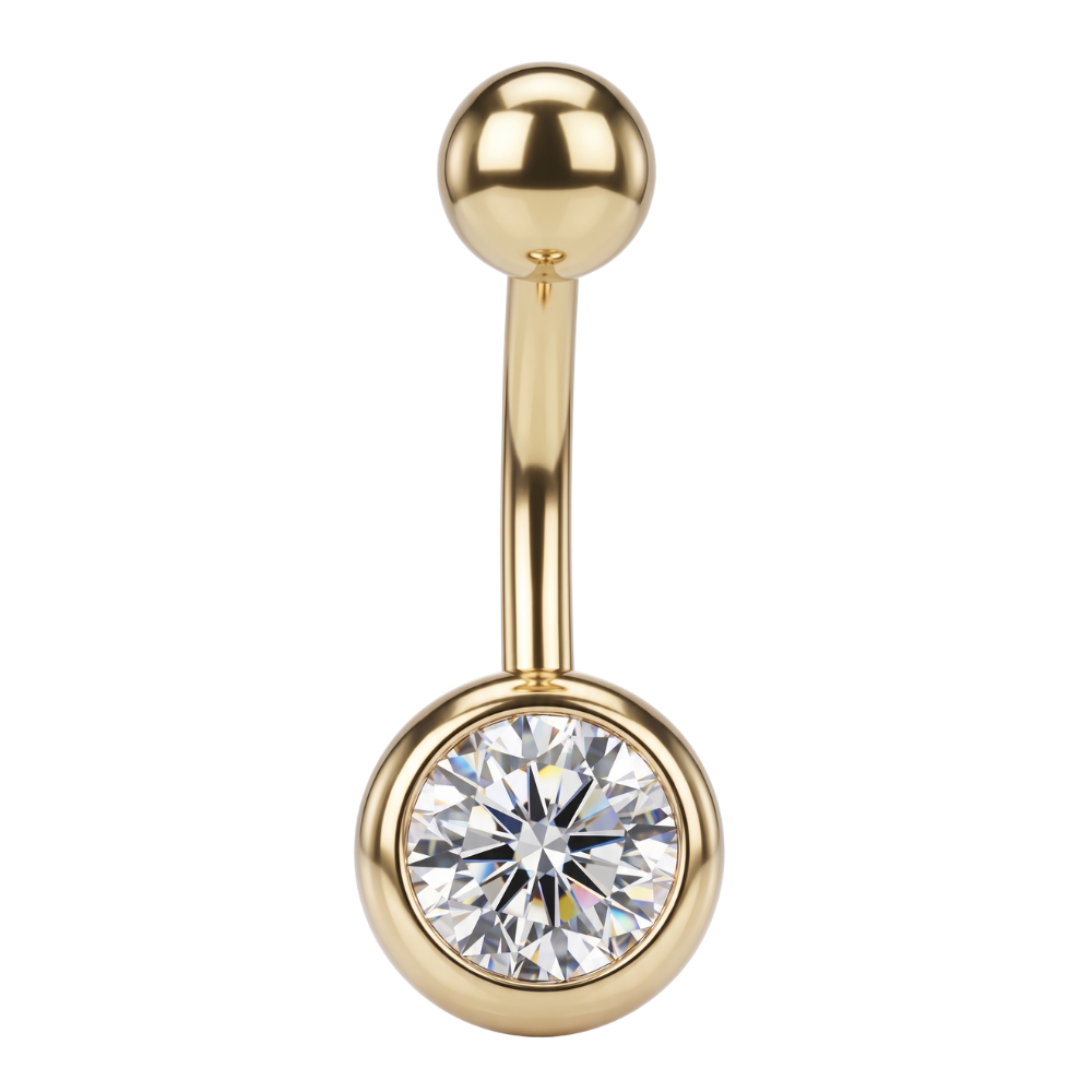 Stalowy Kolczyk Do Pępka - Kuleczka & Cyrkonia