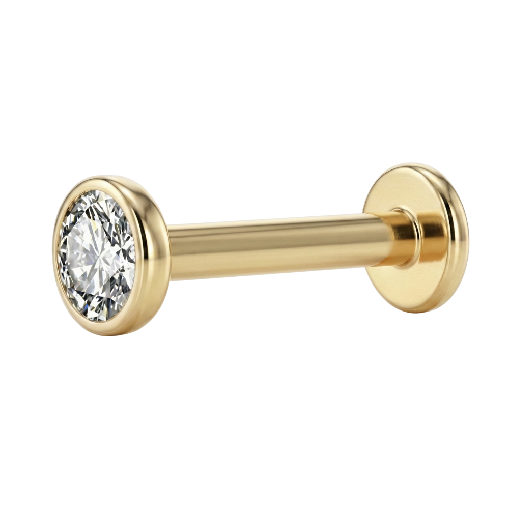 Titanium Decorative Labret - Flat Cubic Zirconia
