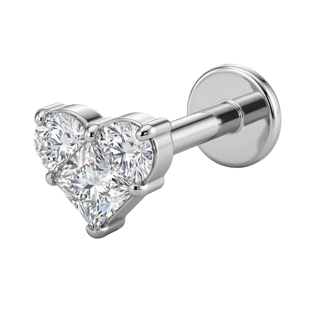 Decorative Titanium Labret - Heart-Shaped Cubic Zirconia
