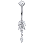 Nabelring aus Stahl - Blatt mit Anhänger