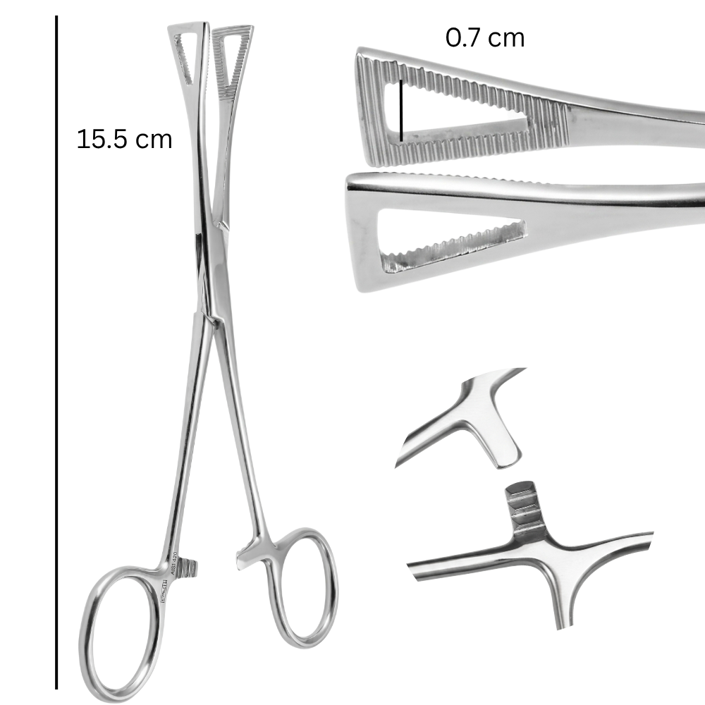Pinza per piercing - Triangolo, Chiusa, 0,7 cm