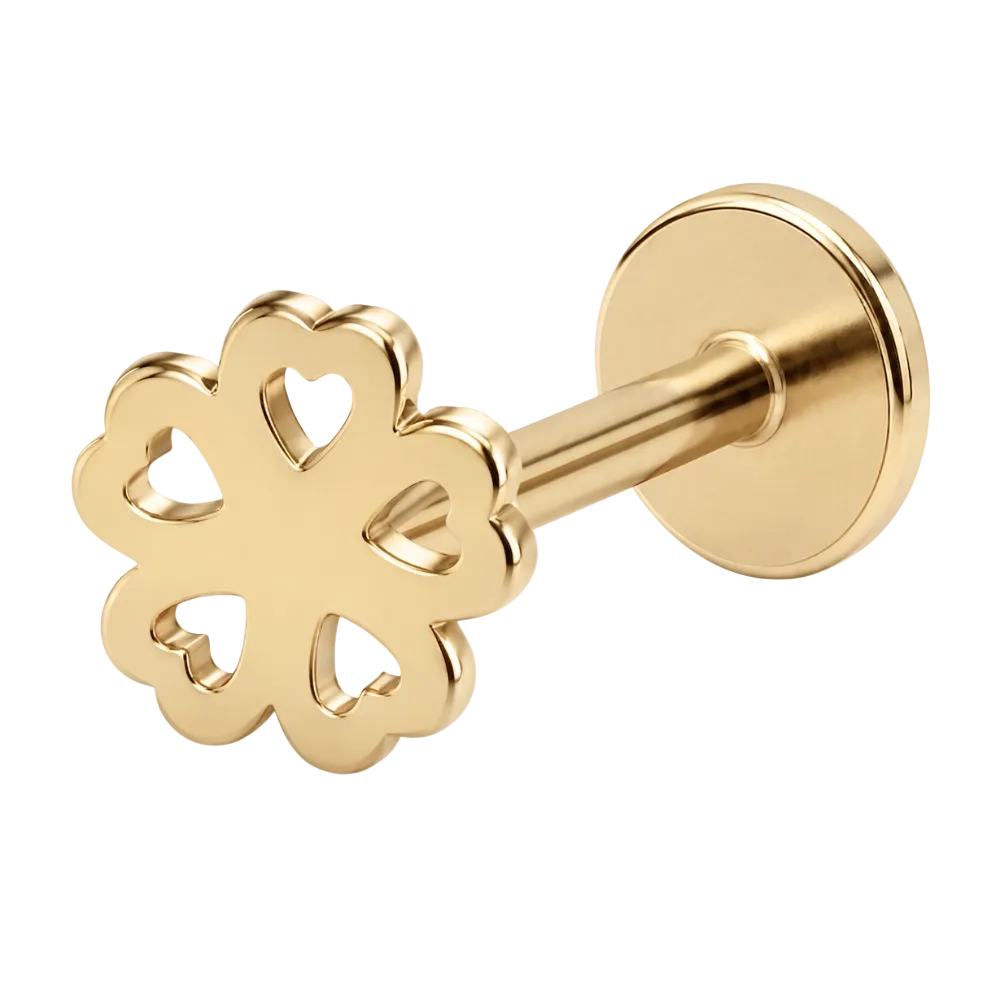 Stalowy Labret Ozdobny - Pięciolistna Koniczyna