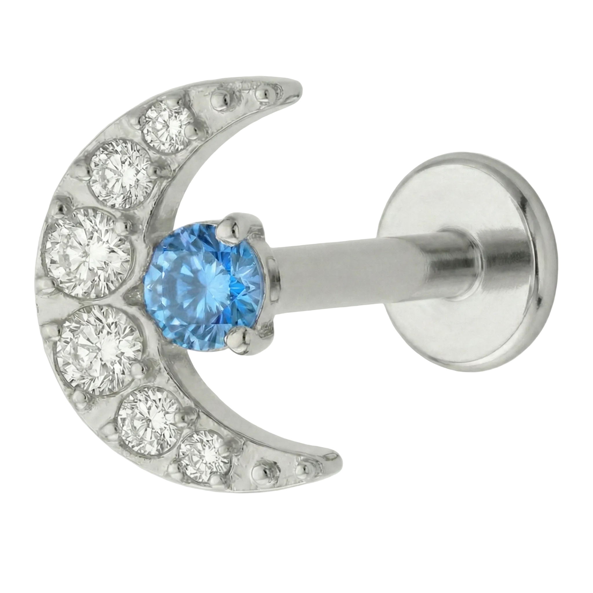 Titanium Decorative Labret - Moon with Cubic Zirconia