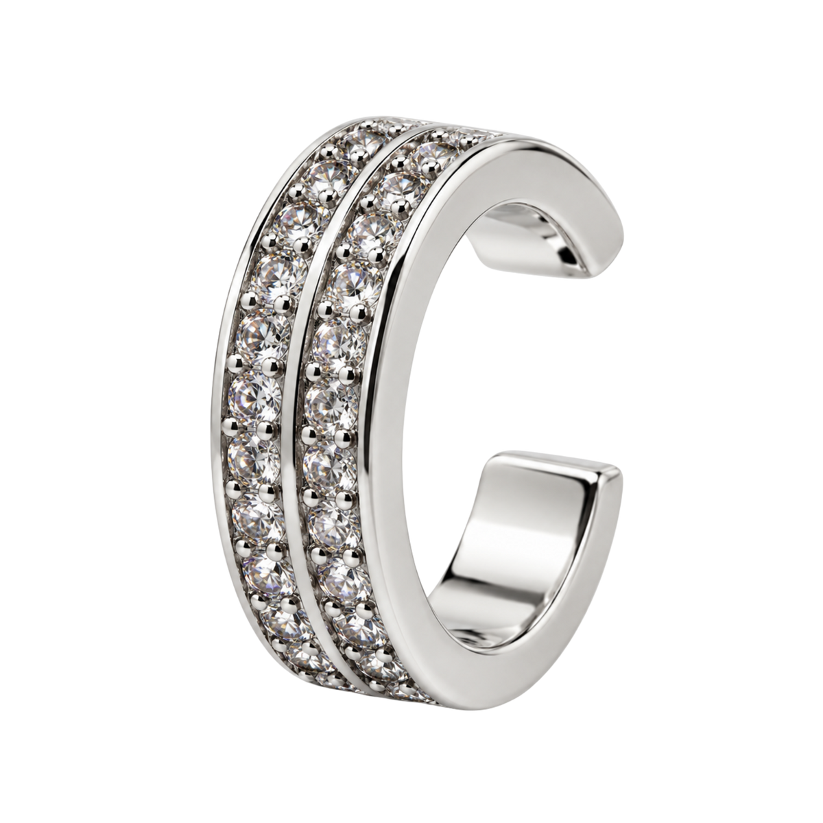 Nausznica Płaska z Dwoma Rzędami Cyrkonii - Ear Cuff