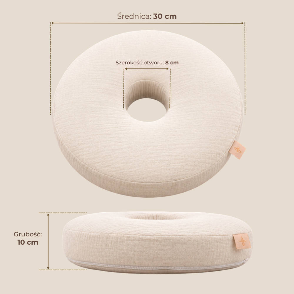 Cuscino a ciambella per piercing - mussola, 30 cm, prodotto polacco