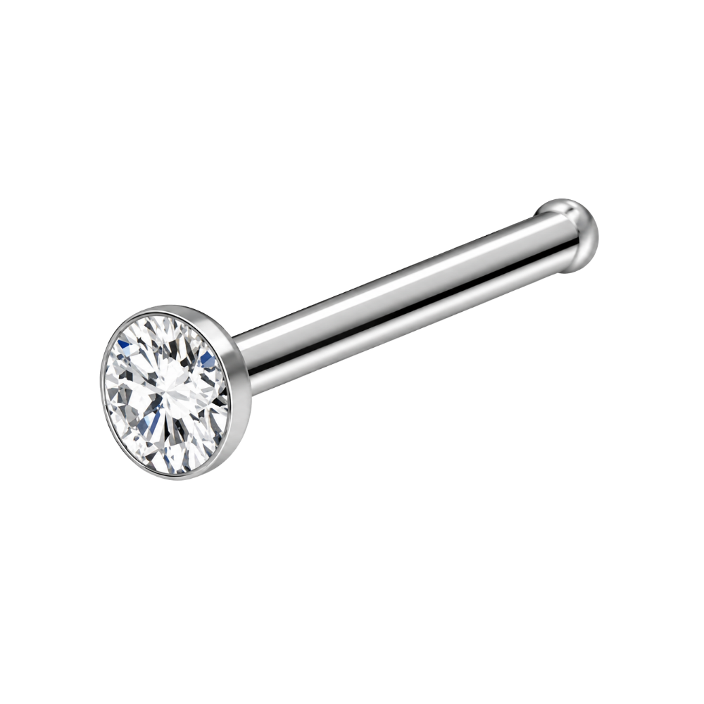 Simple Titanium Nose Ring with Flat Cubic Zirconia