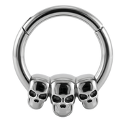 Stalowy Clicker Segmentowy Trzy Czaszki - Kółko