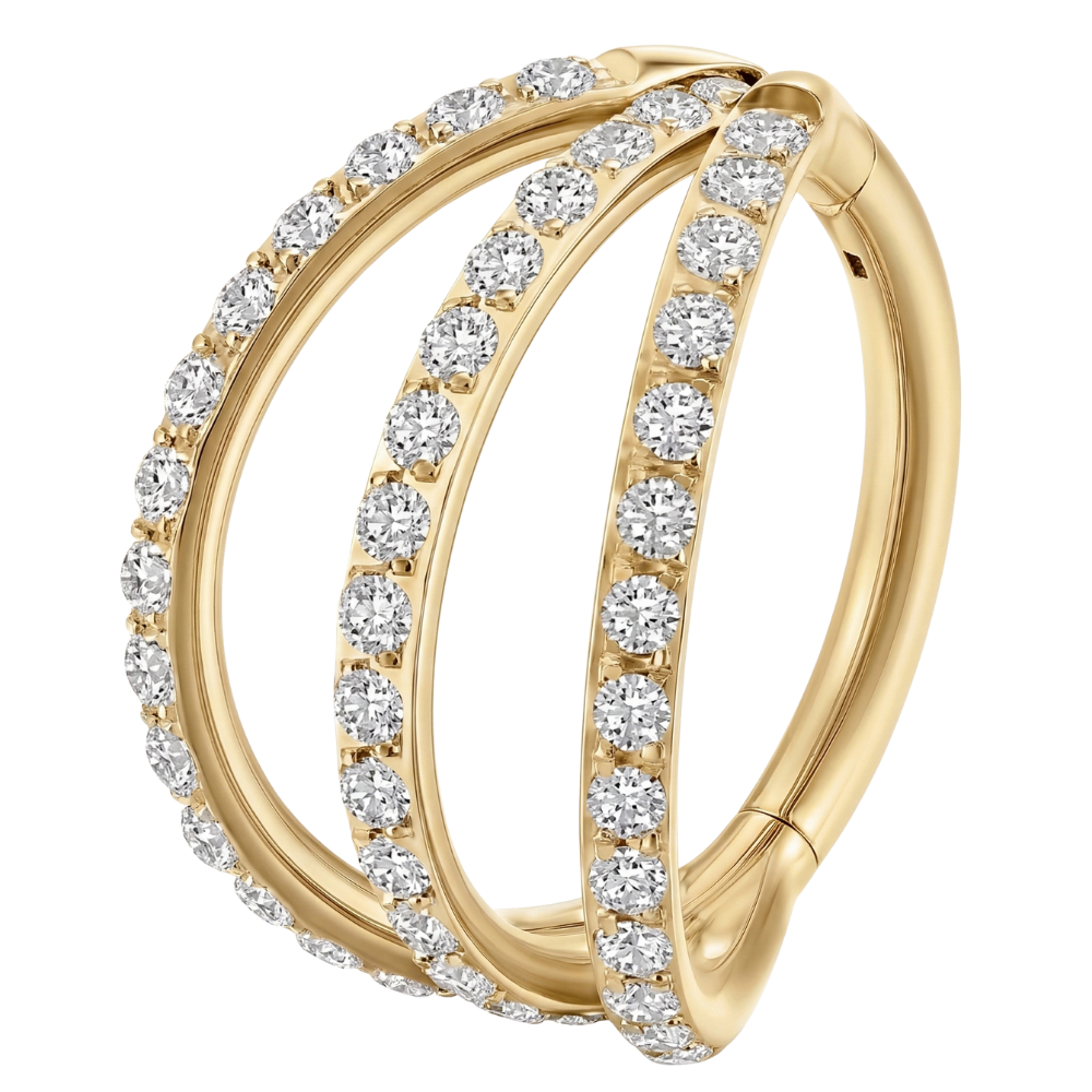 Stalowy Clicker Segmentowy Potrójny Z Cyrkoniami - Kółko