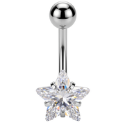 Piercing Nombril Acier - Zircone Cubique Forme Etoile
