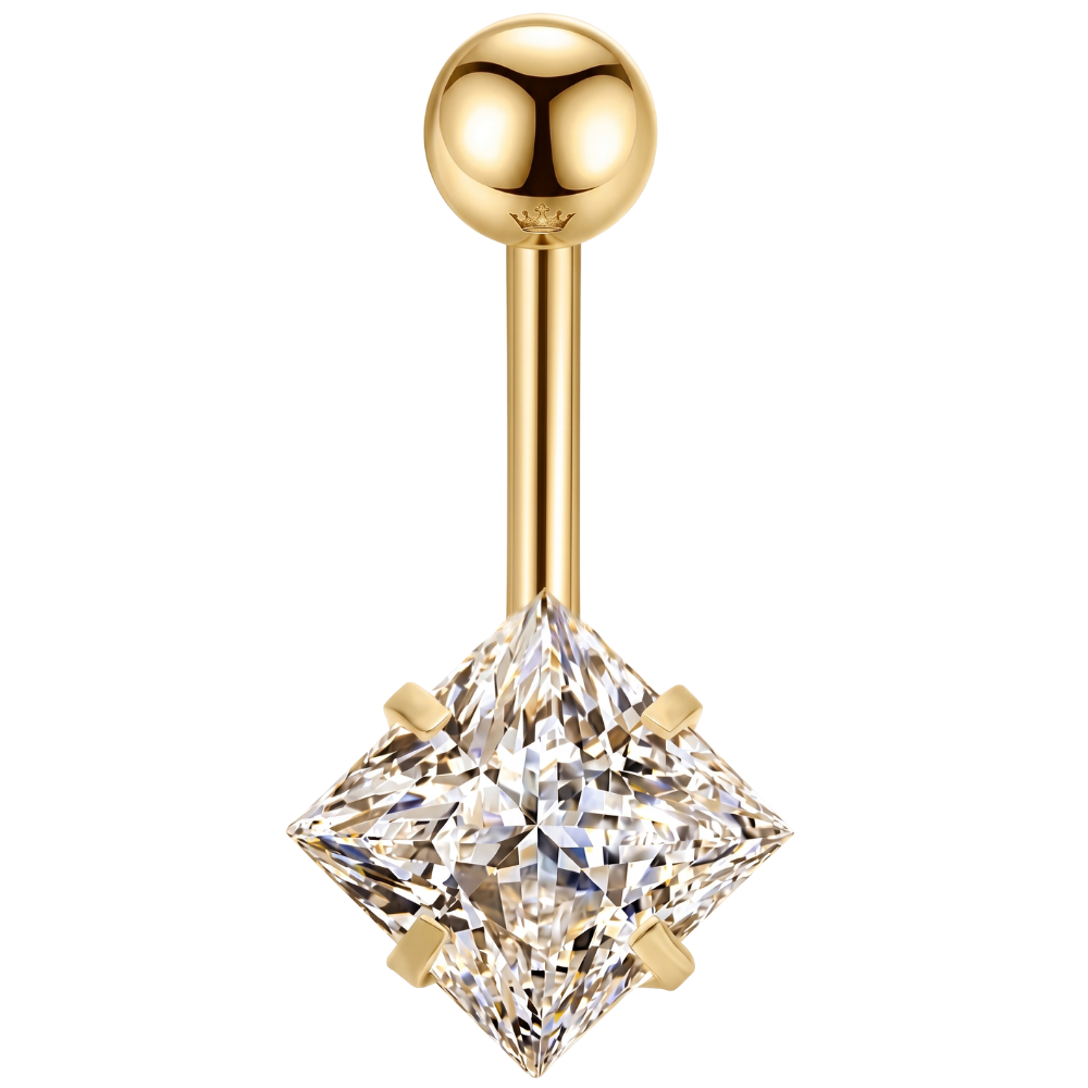 Piercing Ombligo Acero - Circonita Rectangular