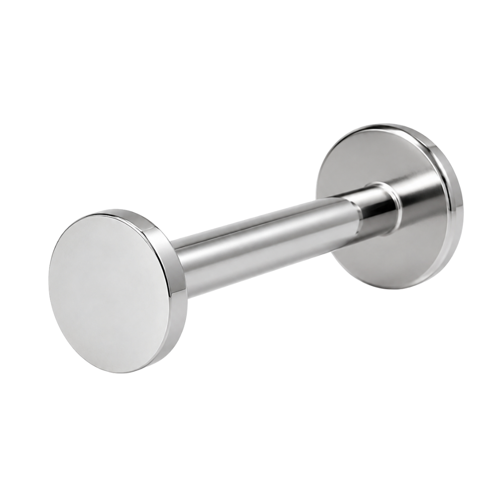 stalowy labret plaski z gwintem wewnetrzym w kolorze srebrnym