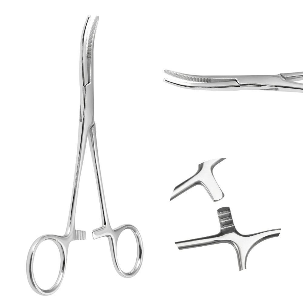 Pinza per piercing - Curva, 14,5 cm