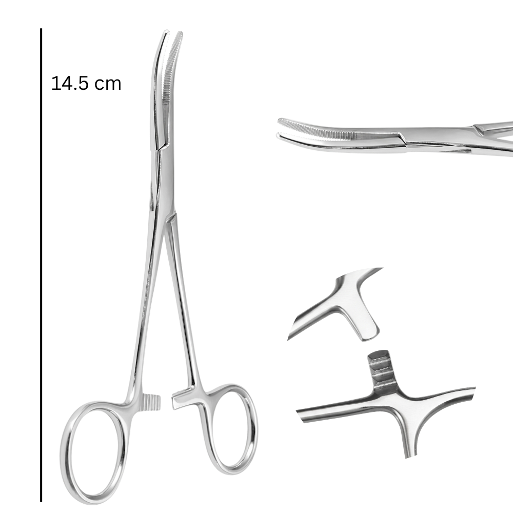 Pinza per piercing - Curva, 14,5 cm