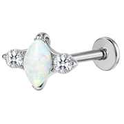 Tytanowy Labret Ozdobny - Opal i Dwie Cyrkonie