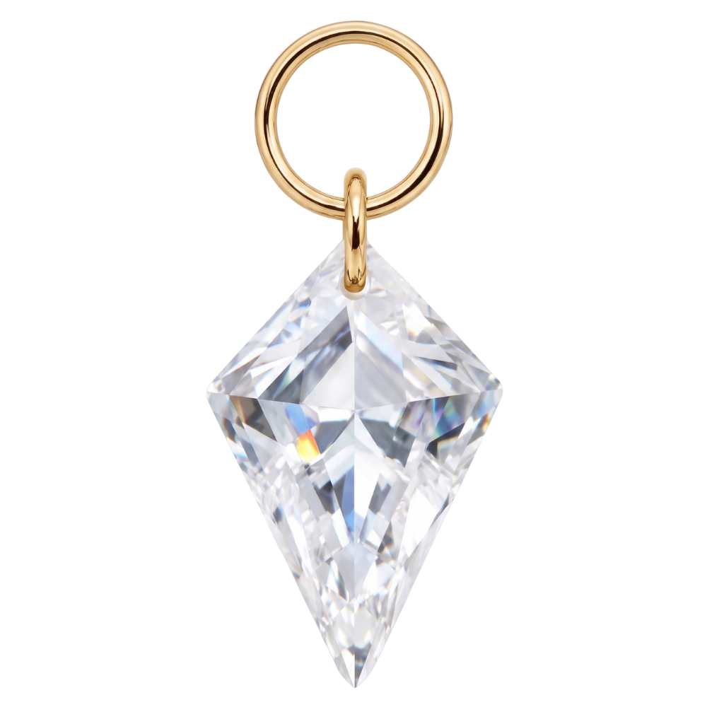 Colgante con dije de titanio dorado en forma de diamante
