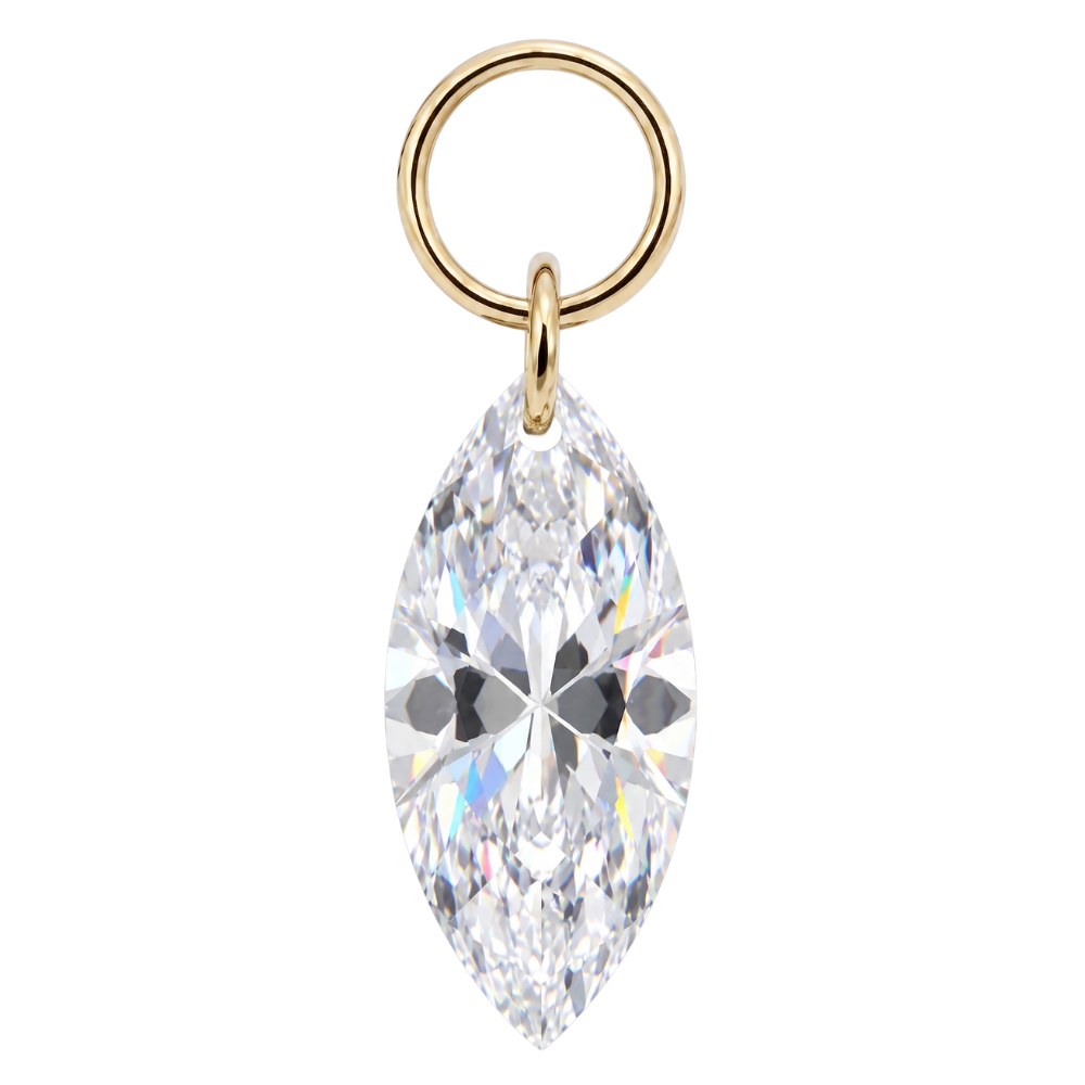 Colgante Charm de titanio con circonita cúbica en forma de marquesa, oro