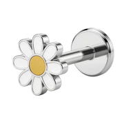 Titanium Decorative Labret - Flower with White Petals