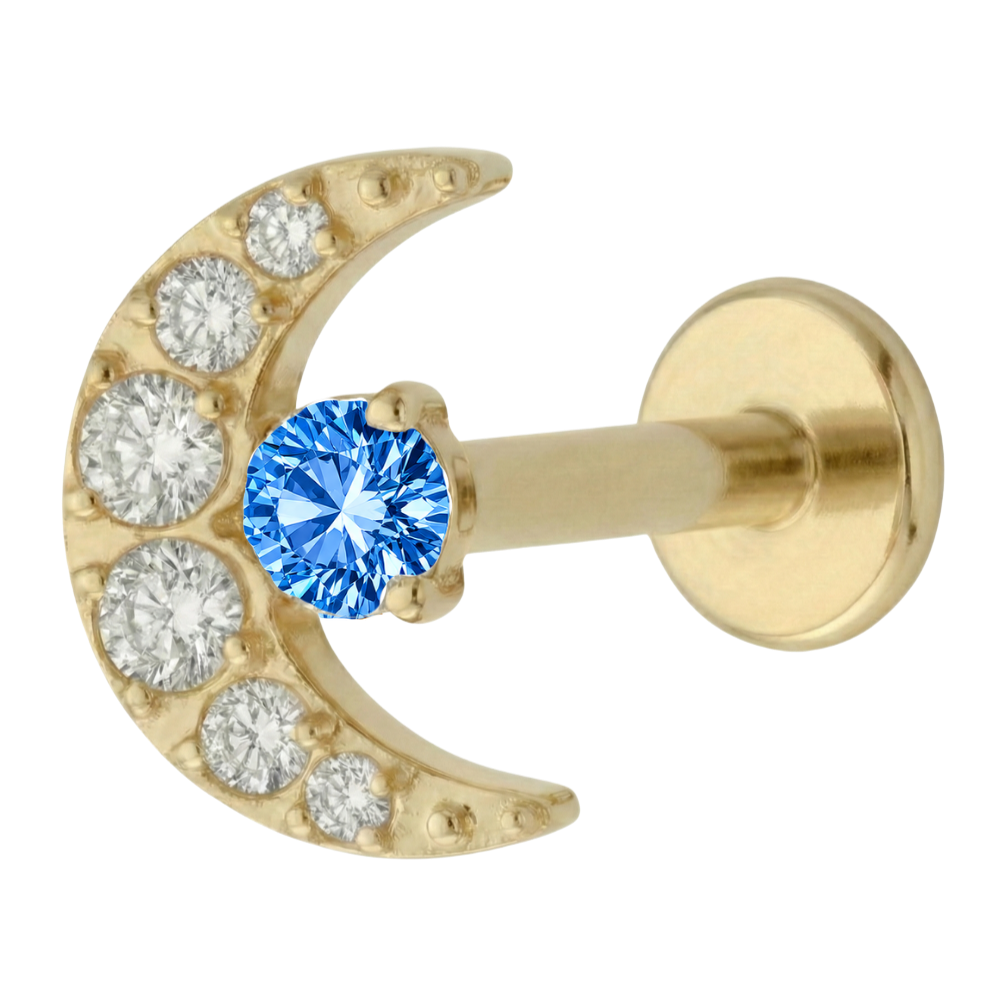 Tytanowy Labret Ozdobny - Księżyc Z Cyrkoniami