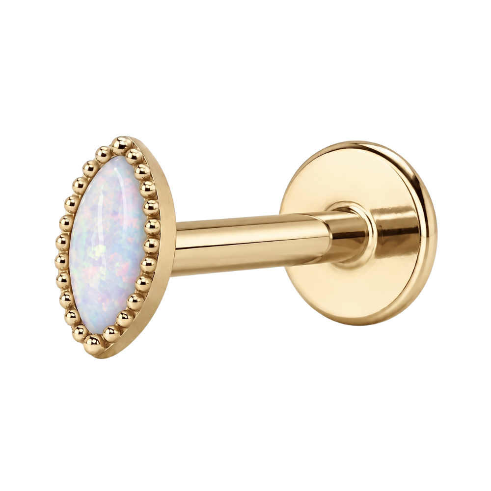 Tytanowy Labret Ozdobny Owalny Opal Zloty