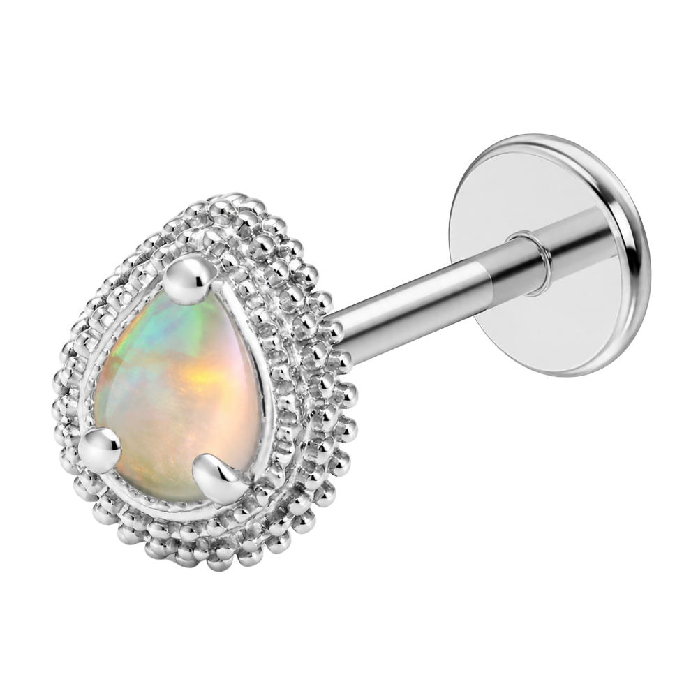 Tytanowy Labret Ozdobny Ozdobna Kropla z Cyrkonia Opal