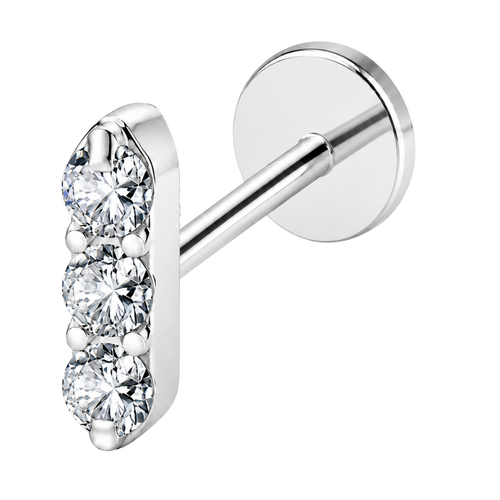 Tytanowy Labret Ozdobny Pionowe Cyrkonie