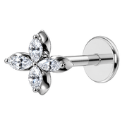 Tytanowy Labret Ozdobny Polerowane Platki z Cyrkoniami