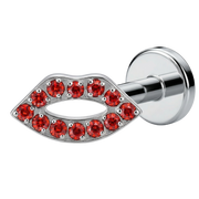 Titanový dekorativní labret - červené rty se zirkony