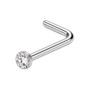 Curved Titanium Nose Ring, Flat Cubic Zirconia