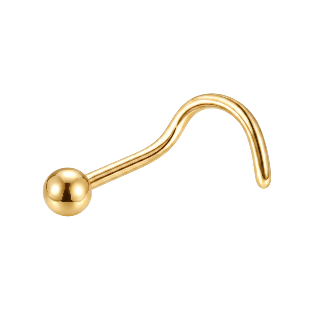 Screwed Titanium Ball Nose Ring, Gold