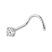 Screwed Titanium Nose Ring with Flat Cubic Zirconia