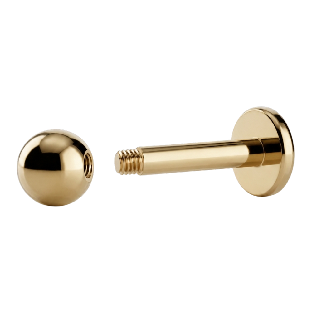 Gold Titanium Ball Labret With Male Thread