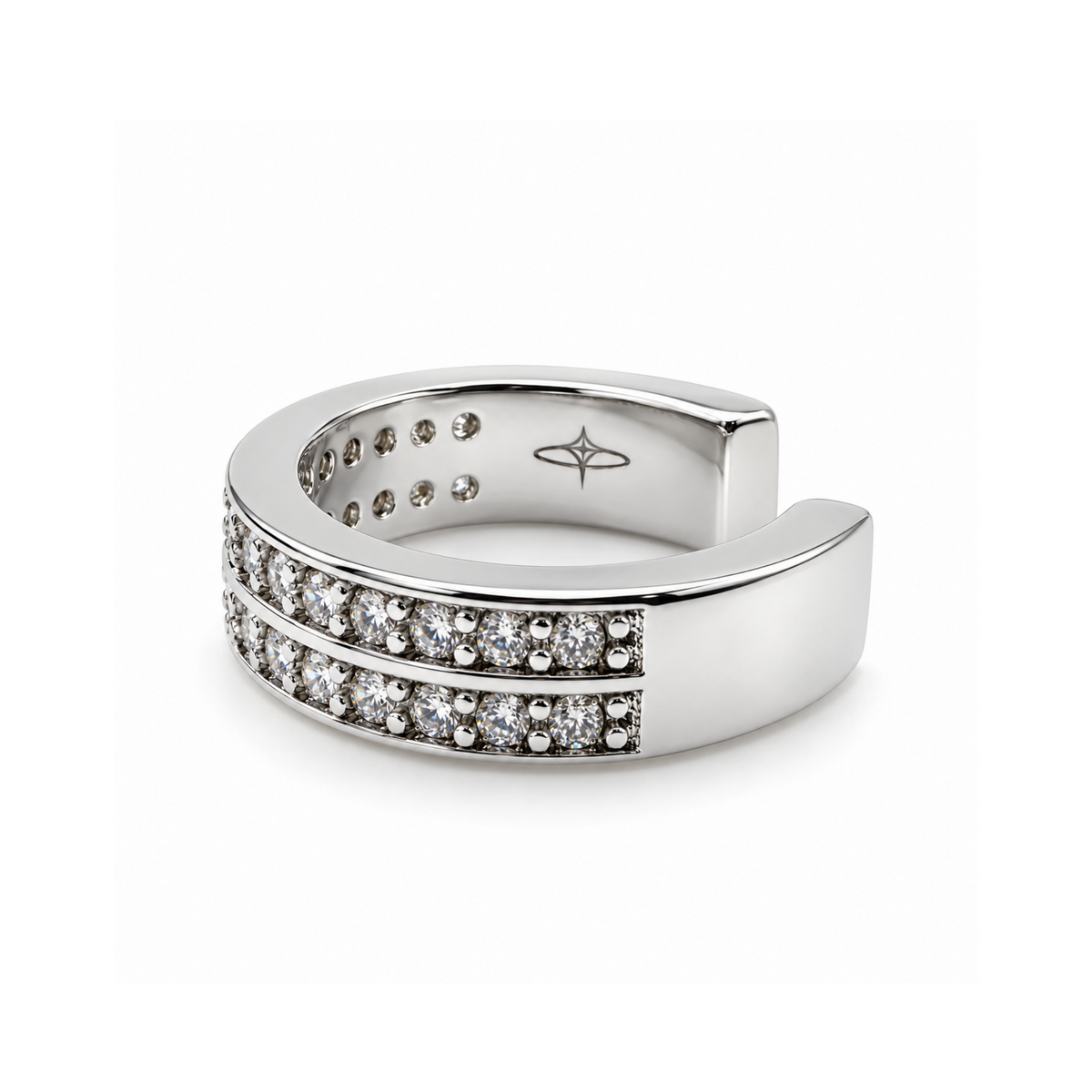 Nausznica Płaska z Dwoma Rzędami Cyrkonii - Ear Cuff