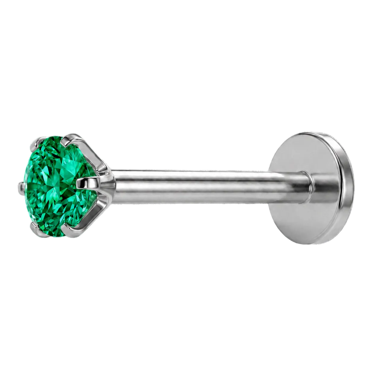 labret diament zielona cyrkonia